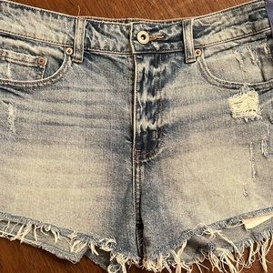 Pistola Winston cut off Jean Shorts Blue and White Stripe
